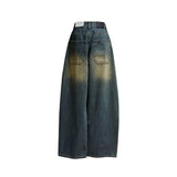 Green Vintage Washed Wide Denim Pants