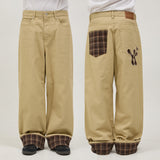 Check Applique Roll Up Pants