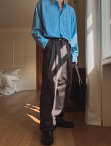 Low Adjust Cotton Two Tuck Slacks
