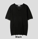 Atelie damage V-neck short sleeves knitwear