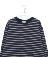 [unisex] ケイデンス オーバーフィット ストライプ カラーマッチング ロングスリーブ Tシャツ