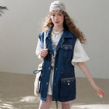 Indigo Denim Utility Pocket Vest