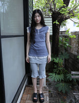 FRILL CAPRI SKIRT PANTS(ST GREY)