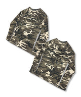 Raglan Camo Waffle Long Sleeve_Brown