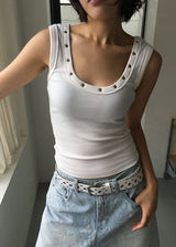 EYELET RIB SLEEVELESS