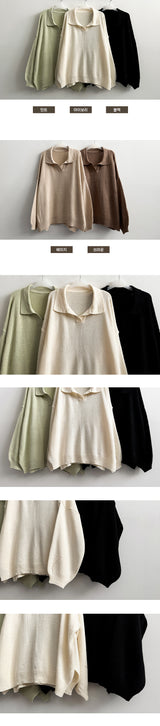 Nifty Bookle Oversized Fit Punching Collar Knitwear