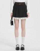 [PRE- FALL] Léa Lace Layered Pleated Mini Skirt Black