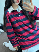 キュートカラーペティット👚ストライプロングスリーブTシャツ🎀❤💚3カラー