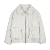 WRINCKLE COLLAR IVORY JUMPER JACKET