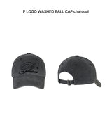 P LOGO WASHED BALL CAP charcoal