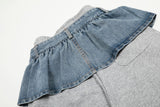 Layered Denim Contrast Wide Pants 233003649