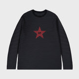 [UNISEX] オフスターストライプロングスリーブ