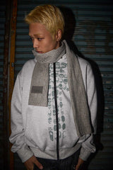 クロススケルトンファーフードジップアップ  HEATHER GREY