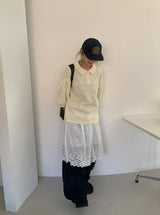Melfi Waffle Shirring Collar Tee