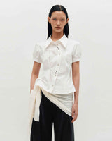 DOZI - Puffed Button Up Shirt _ WHITE