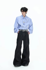 Striped Shoulder Pad Tie Shirt