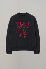 SWEATSHIRT EARTHYUSE NEEDLEWORK - BLACK
