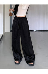 Embo bead wide banding casual pants