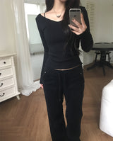 Deep V-Neck Ribbed Knit (4colors)