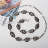 Retro-antique silver chain belt