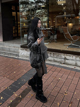 ハイネックショートストラップコート