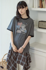 26SS★ Sweet Kitty Pigment Ringer Tee