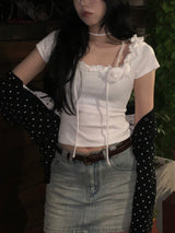 Rose Frill Strap Tee