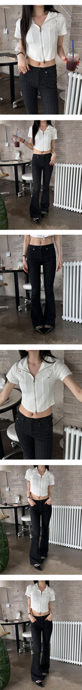 Stripe boots cut pants