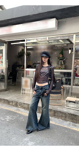 ビーズプリンテッドシースルーロングスリーブTシャツ