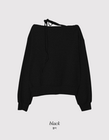 #One Shoulder Ribbon Loose Fit Sweat Shirt (4color)