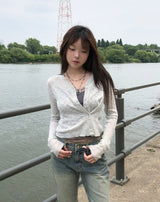 Henne Double Button See-Through Cardigan