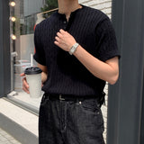 LMN Slag Henley neck Cable Short-sleeved Knitwear (5 colors)