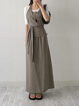 [SET] Flannel Halterneck Skirt Two-Piece