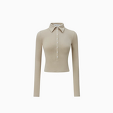 IN STOCK | Hallie Long Sleeve Polo Top – 2colors