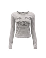 BDM Henley Neck Long Sleeve Melange Gray