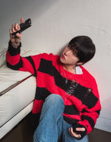 25FW★ [LANARCH] Destroyed Stripe Knit