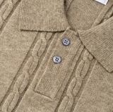 All-Day Cable Pattern Two-Button Collar Knit