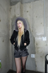 Sleek Fur Hood Zip-Up