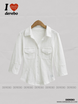 Soft Double Pocket Three-Quarter Slim Shirt