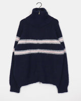 Laporte Line Stripe Two Way Knit Zip-Up