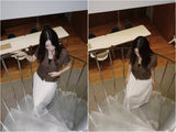 hot sealing plaid white long skirt