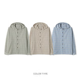 By hood check shirt -3C