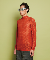 CHECK MESH TURTLENECK TOP