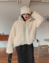 Light Boucle String Fur Jacket