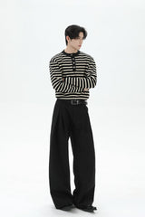 Striped Henley Wool Sweater