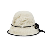Heart Chain Crochet Ribbon Bucket Hat / Black