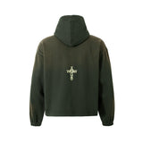 TOTEM PRINT VINTAGE WASHED DARK GREEN HOODIE