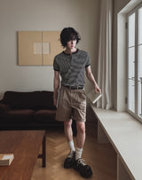 Holden Stripe Ribbed Henley Neck Ringer Short Sleeve Tee