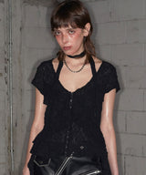 Grunge Ruffle Blouse (BLACK)