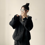 Cumin check color lining cotton boxy hoodie jumper